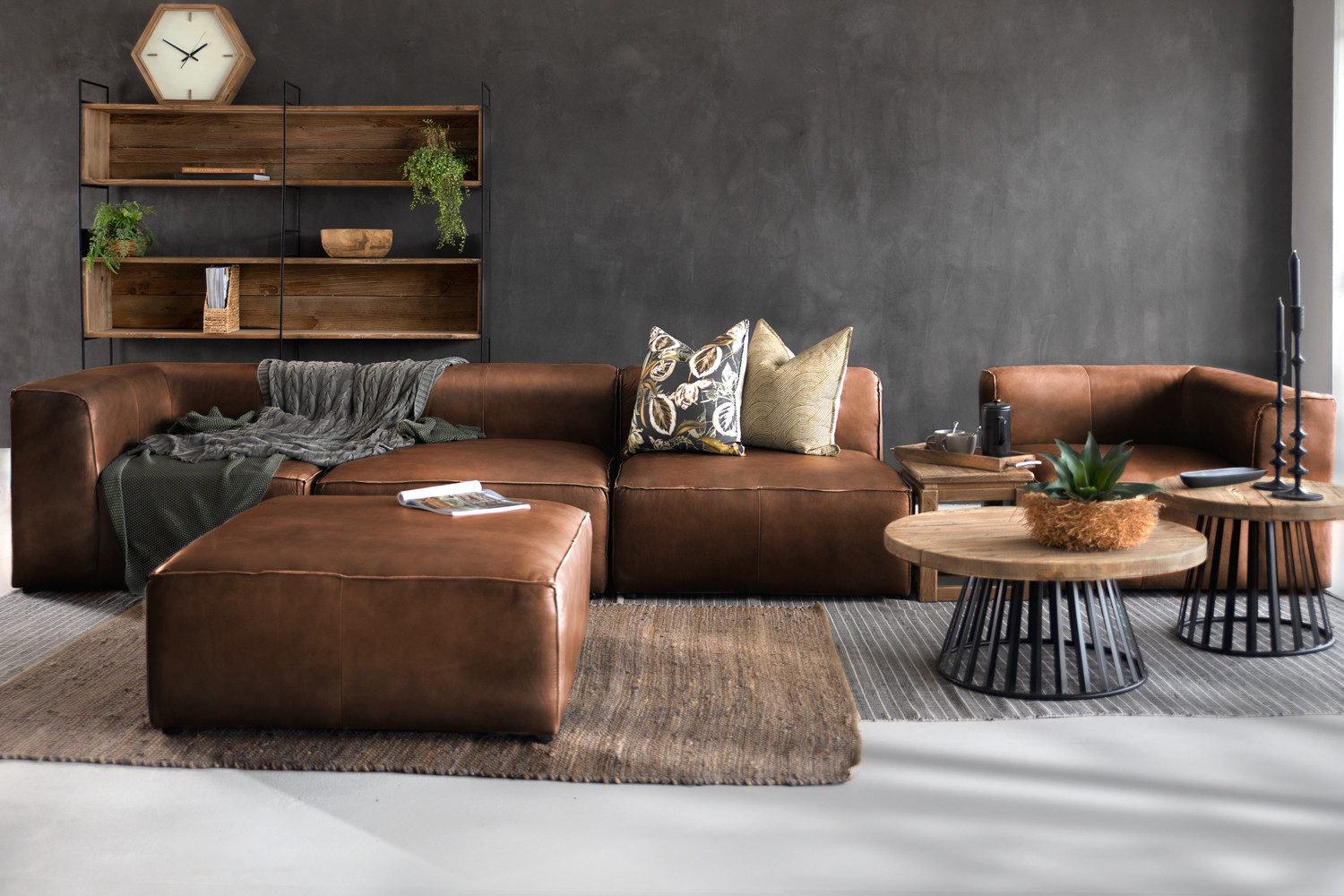 Burbank Modular Leather Couch - Tan | Cielo