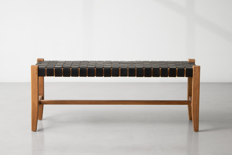 Zachary Leather Bench - Black Benches - 1