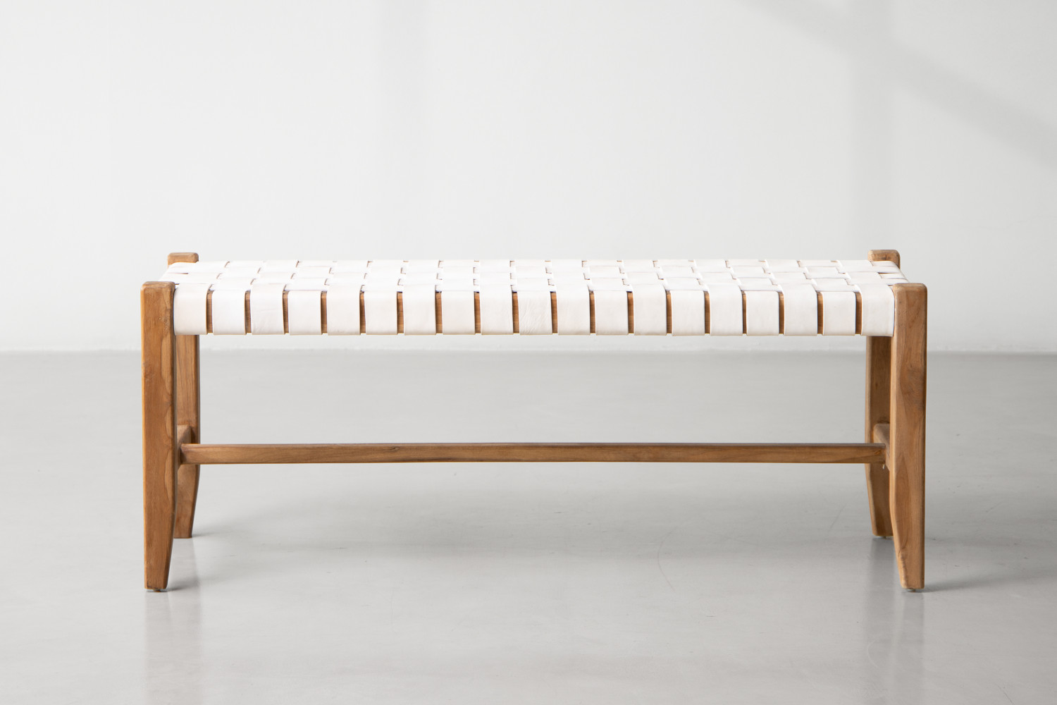 Zachary Leather Bench White For Sale Cielo