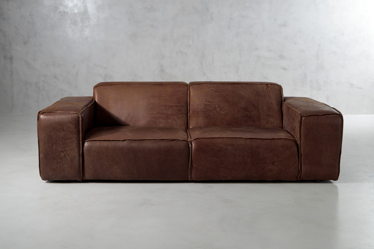 Jagger 3 Seater Leather Couch - Spice Leather Couches - 1