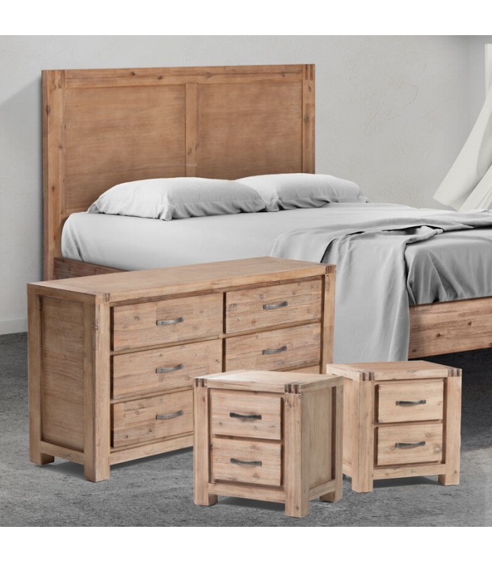 Vancouver Bed 6 Drawer Chest Of Drawers Pedestal Set