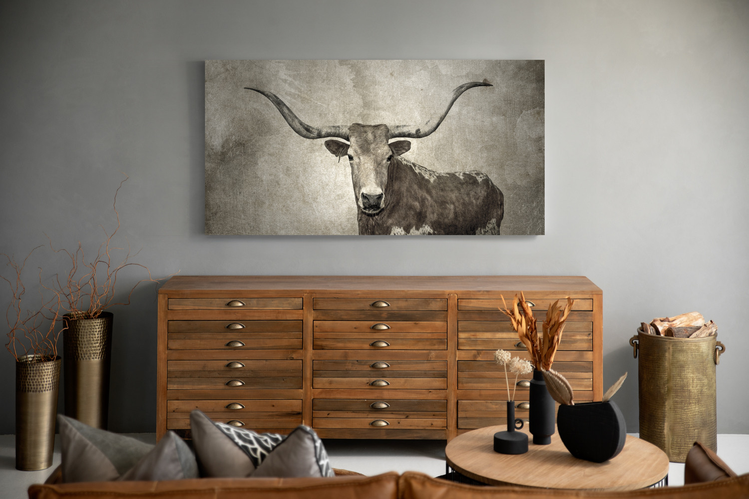 Texas Longhorn Abstract Canvas Art Cielo