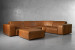 Jagger Leather Modular - Corner Couch With Ottoman - Desert Tan Leather Corner Couches - 1