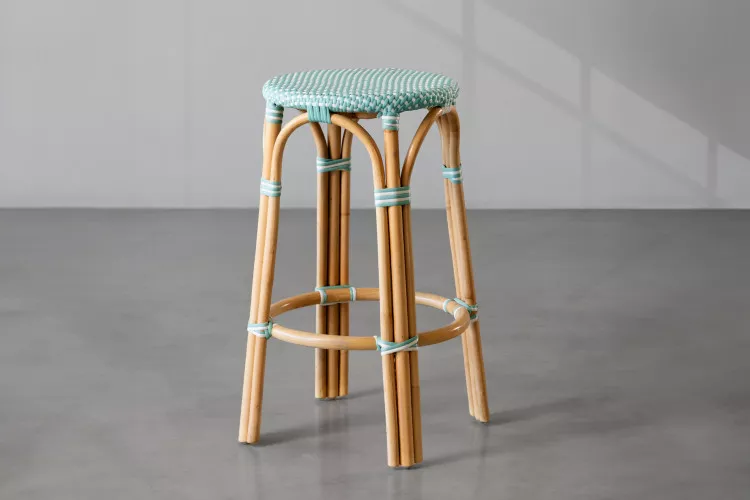 Serteˊ Bar Stool - Light Teal & White Bar & Counter Chairs - 3