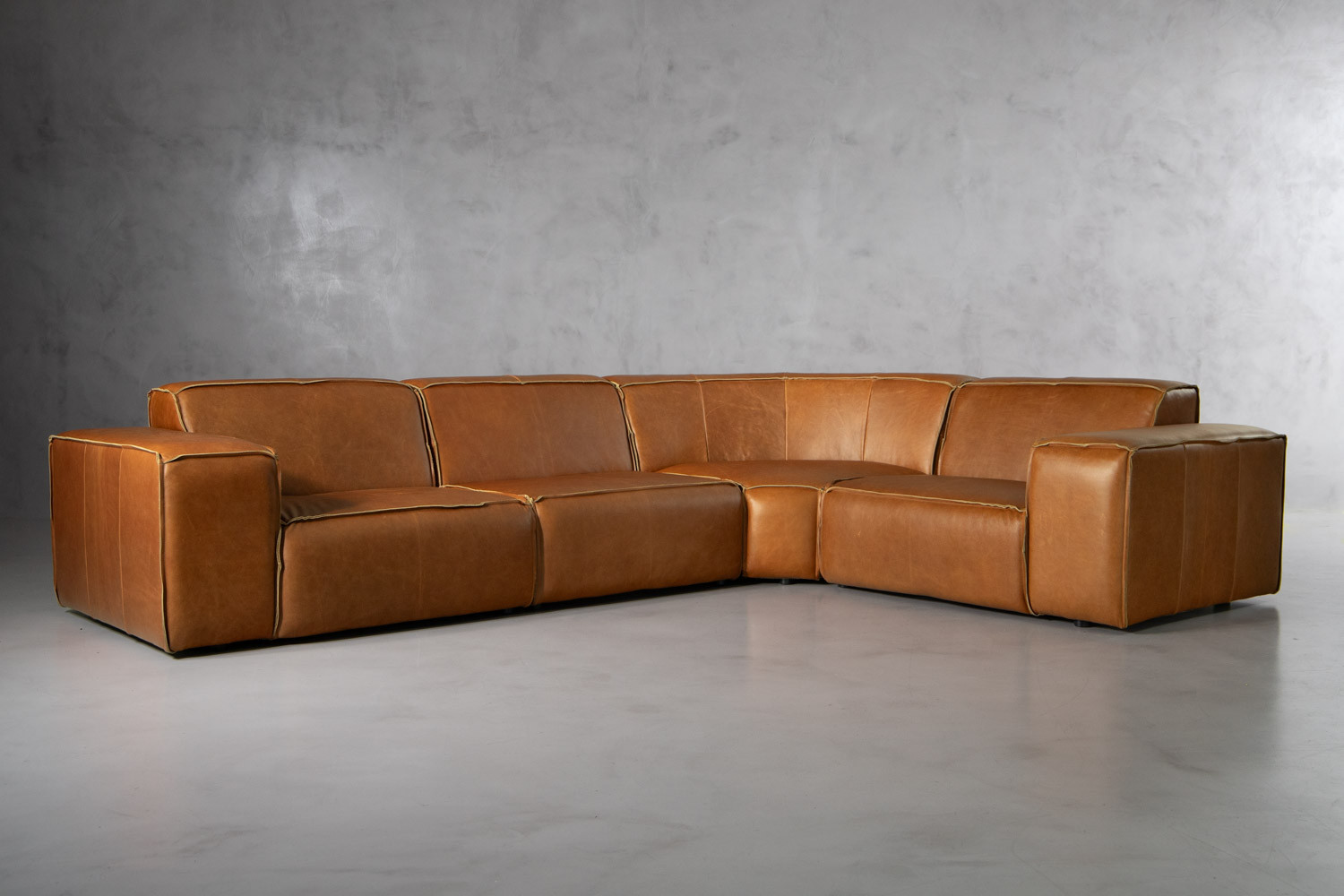 Jagger Leather Modular Corner Couch Set Cielo