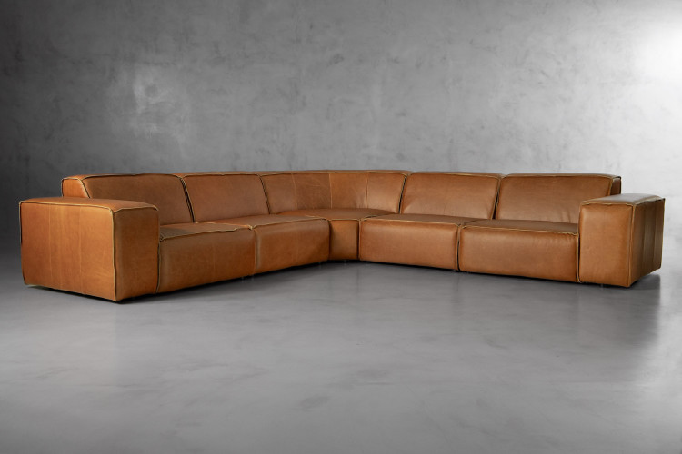 Jagger Leather Modular - Grand Corner Couch Set - Desert Tan