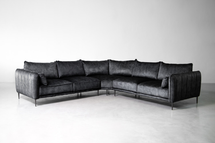 Ottavia Velvet Corner Couch - Aged Mercury