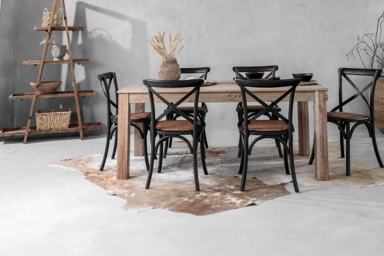Montreal La Rochelle 6 Seater Dining Set 1.8m - Rustic Black 6 Seater Dining Sets - 1
