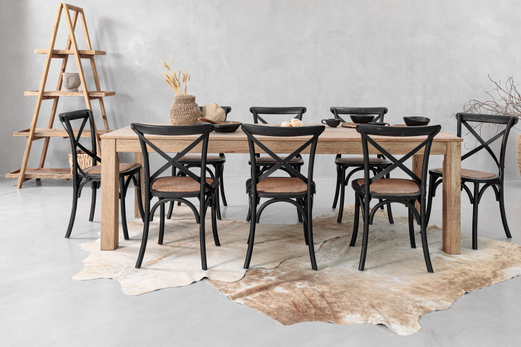 Montreal La Rochelle 8 Seater Dining Set - Rustic Black - 2.4m 8 Seater Dining Sets - 2