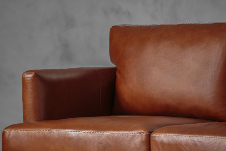 Remington 2-Seater Leather Couch - Burnt Tan 2 Seater Leather Couches - 3