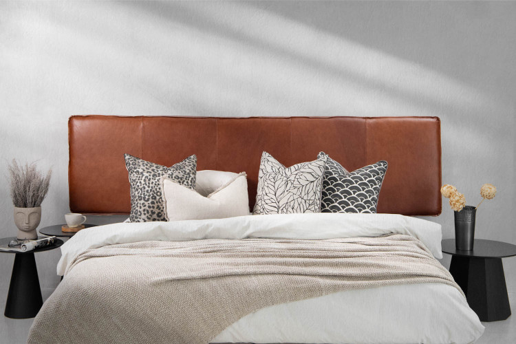Matlock Grand Leather Headboard - King - Burnt Tan King Headboards - 1