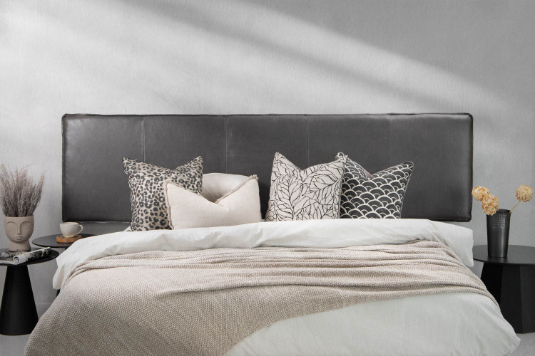 Matlock Grand Leather Headboard - King - Charcoal King Headboards - 1