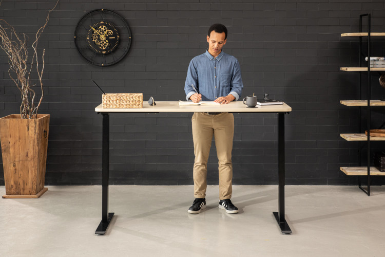 Axon Standing Desk - Black & Natural 1.6m - With Free Standing Mat Desks - 1