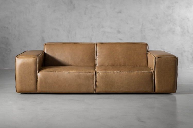 Jagger 3-Seater Leather Couch - Sahara
