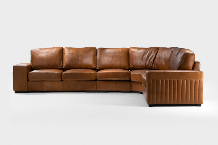 Nixon Four Piece Leather Corner Couch - Desert Tan
