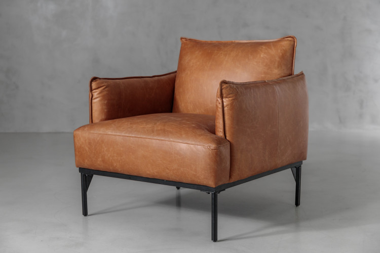 Plymouth Leather Armchair - Aged Tan Armchairs - 1