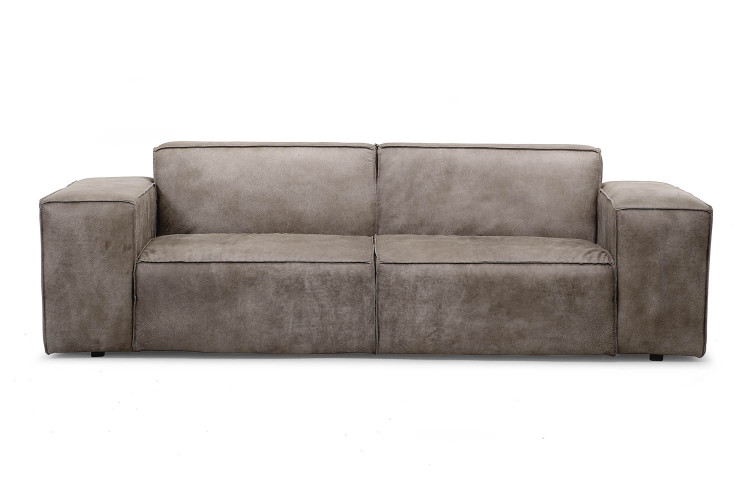 Jagger 3 Seater Leather Couch - Graphite