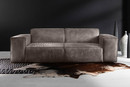 Jagger 3 Seater Leather Couch - Graphite
