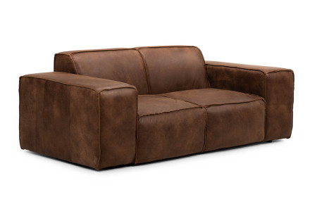 Jagger 2 Seater Leather Couch - Spice