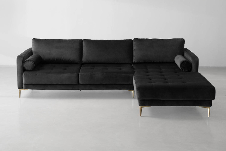 Hayden Velvet L-Shape Couch - Midnight