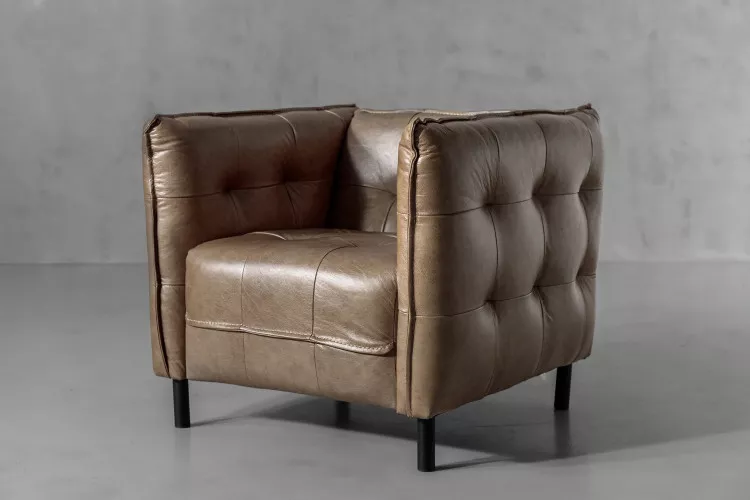 Edison Leather Armchair - Smoke Armchairs - 1