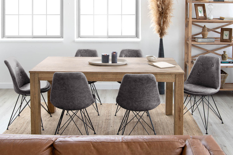 Montreal Enzo 6 Seater Dining Set (1.8m) - Vintage Grey 6 Seater Dining Sets - 1