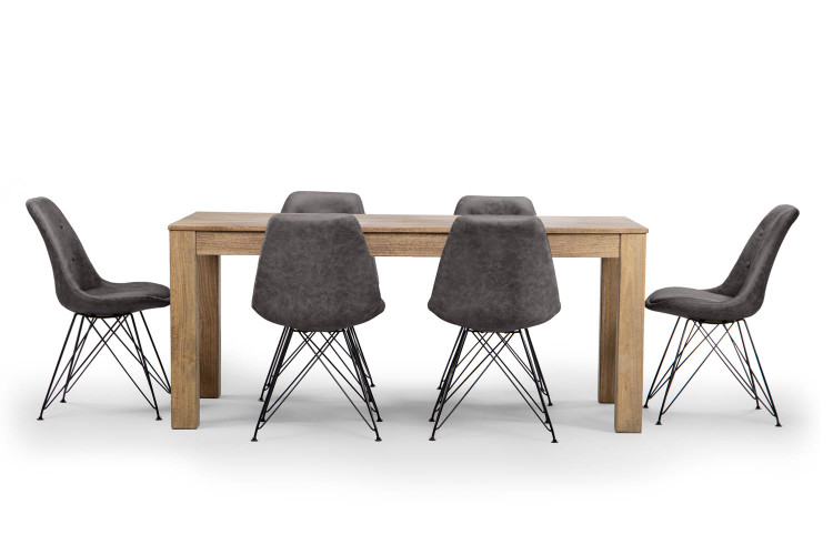 Montreal Enzo 6 Seater Dining Set (1.8m) - Vintage Grey 6 Seater Dining Sets - 1