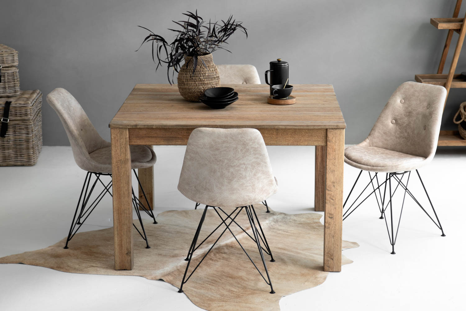 Montreal Enzo Square 4 Seater Dining Set Cielo