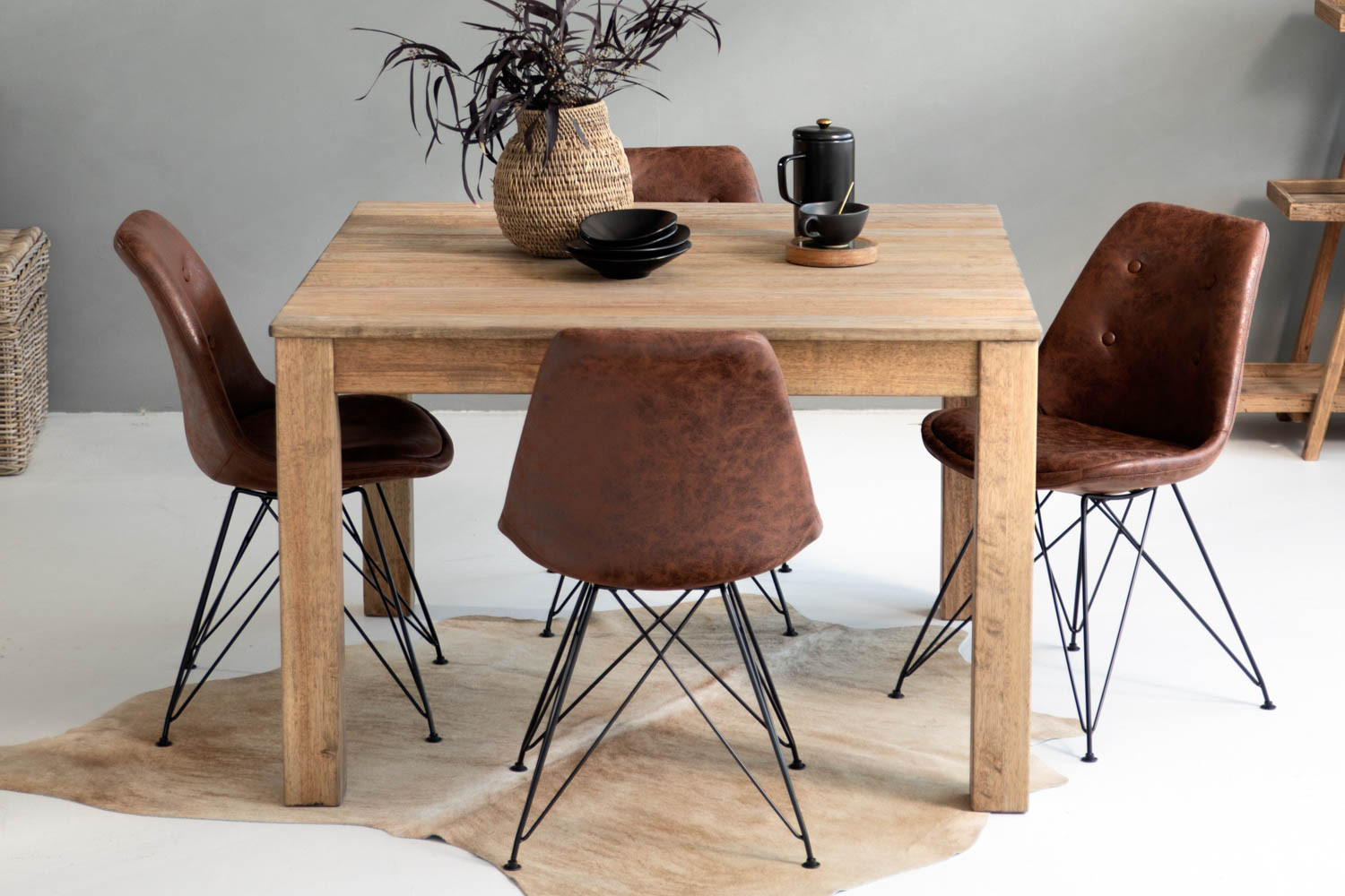 Montreal Enzo Square 4 Seater Dining Set Cielo