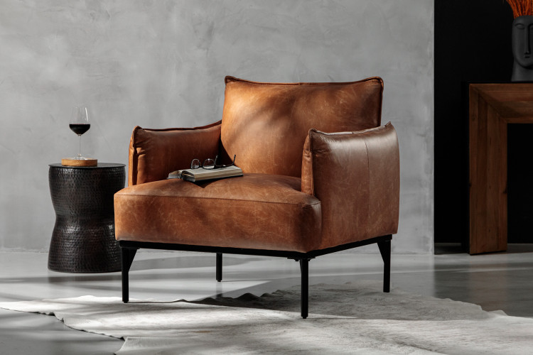 Plymouth Leather Armchair - Aged Tan Armchairs - 1