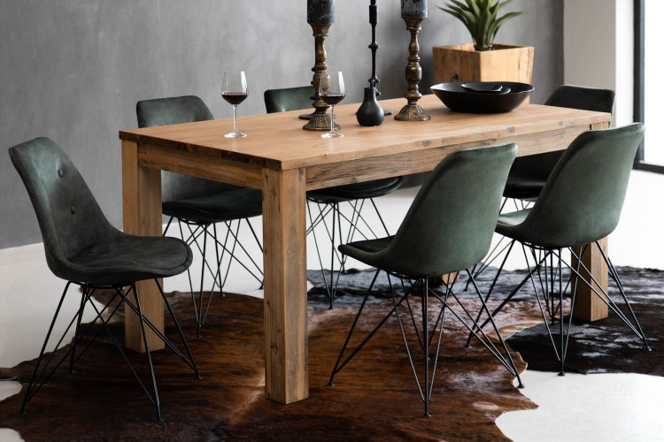 Vancouver Enzo 6 Seater Dining Set (1.8m) - Aged Forest 6 Seater Dining Sets - 6