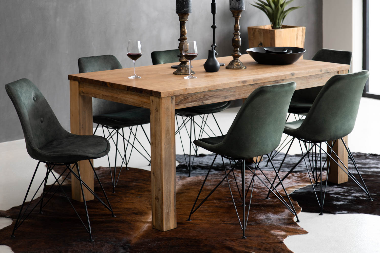 Vancouver Enzo 6 Seater Dining Set (1.6m) - Aged Forest | Cielo