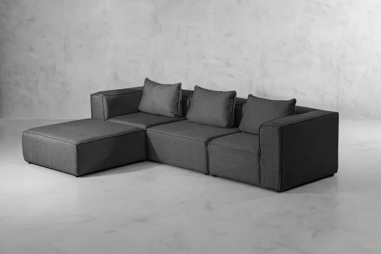 Montclair Modular - L-Shape Couch - Shadow Fabric Modular Couches - 1