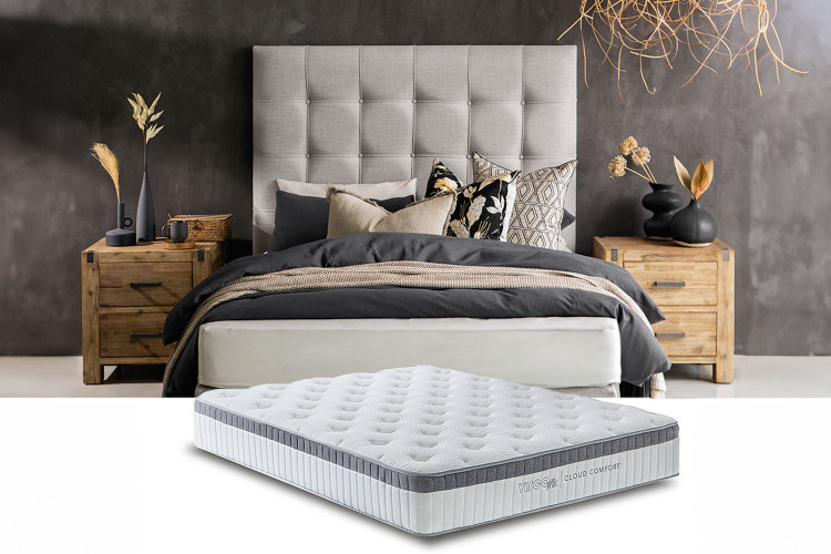 King Bed - King Matrress - Alaska Taupe - Ariella Bed Combo - 