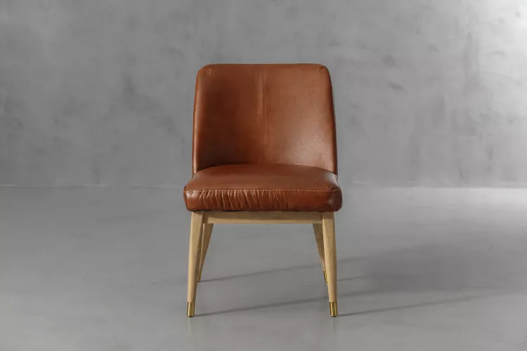 Cole Leather Dining Chair - Burnt Tan Dining Chairs - 1