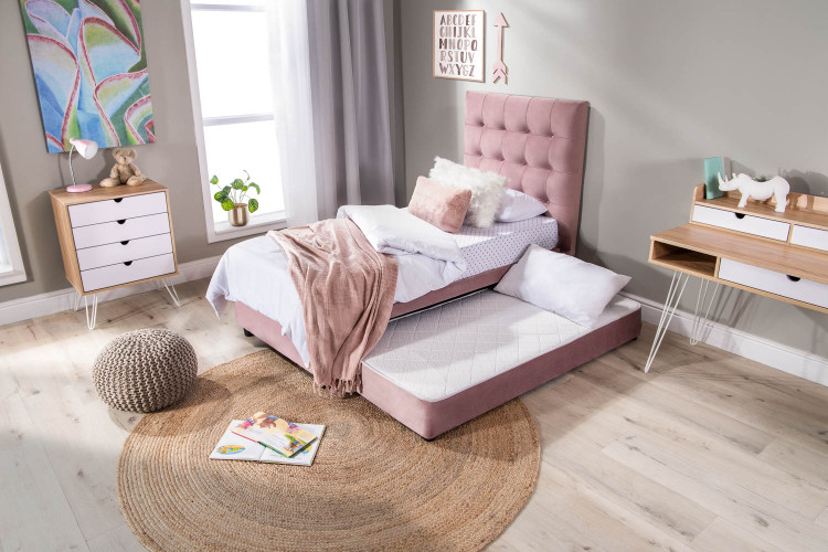Alexa - Single Dual Function Bed -  Velvet Pink Kids Beds - 1