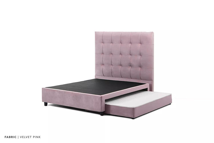 Alexa Dual Function Bed - Queen - Velvet Pink Queen Size Beds - 1