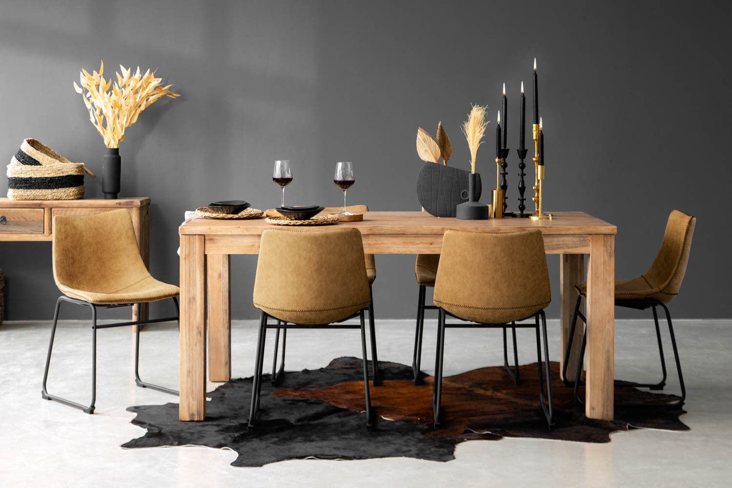 Vancouver Halo 6 Seater Dining Set 1.8m Camel Cielo