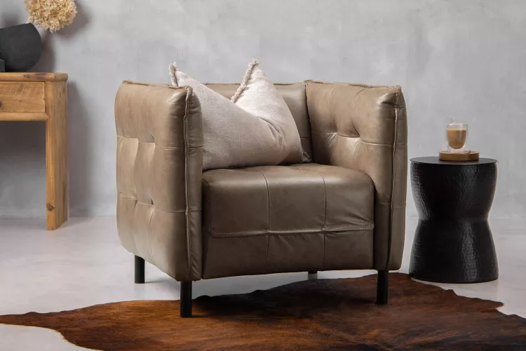 Edison Leather Armchair - Smoke Armchairs - 1