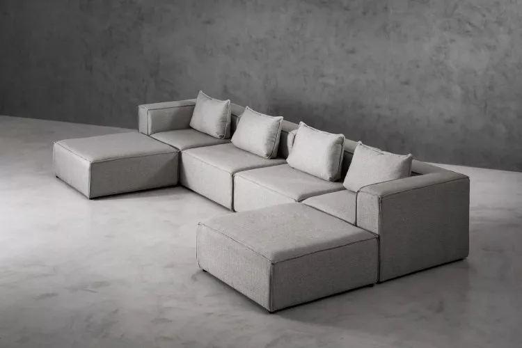 Montclair Grand Modular Couch - Flint Fabric Modular Couches - 1