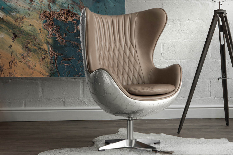 Hawker Leather Egg  Chair - Spitfire Edition - Smoke Lounge Chairs - 1