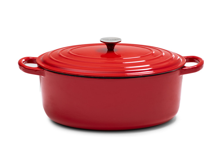 Nouvelle Cast Iron Oval Casserole-35cm- Red Cookware - 1