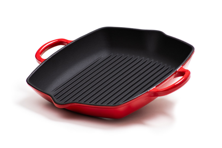 Nouvelle Cast Iron Square Grill-30cm- Red Cookware - 1