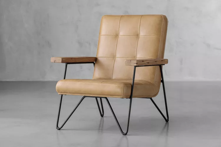 Zeus Leather Armchair - Sandy Taupe Armchairs - 1