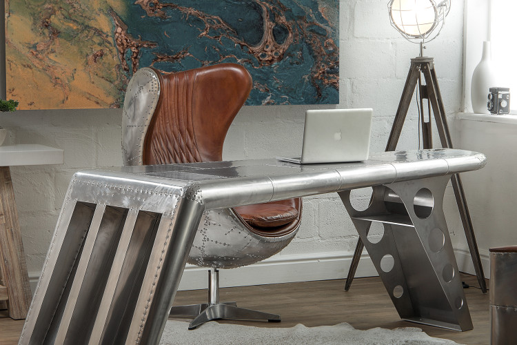 Spitfire Aluminium Desk & Hawker Egg Chair Office - 1