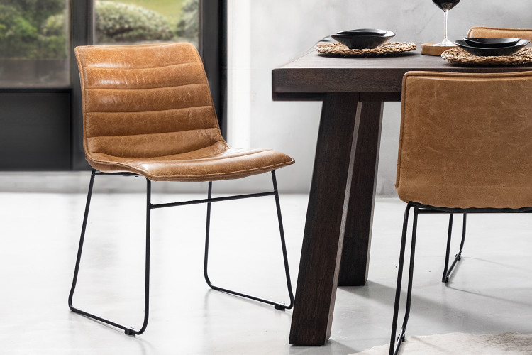 Bennet Leather Dining Chair - Tan Bennet Leather Dining Chair Collection - 1