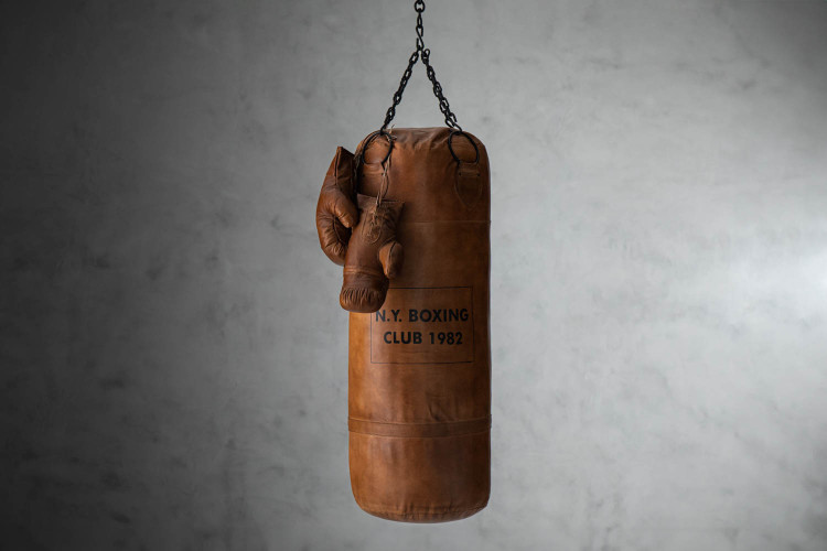 Stallone Leather Boxing Bag & Gloves - Bourbon Decor - 1