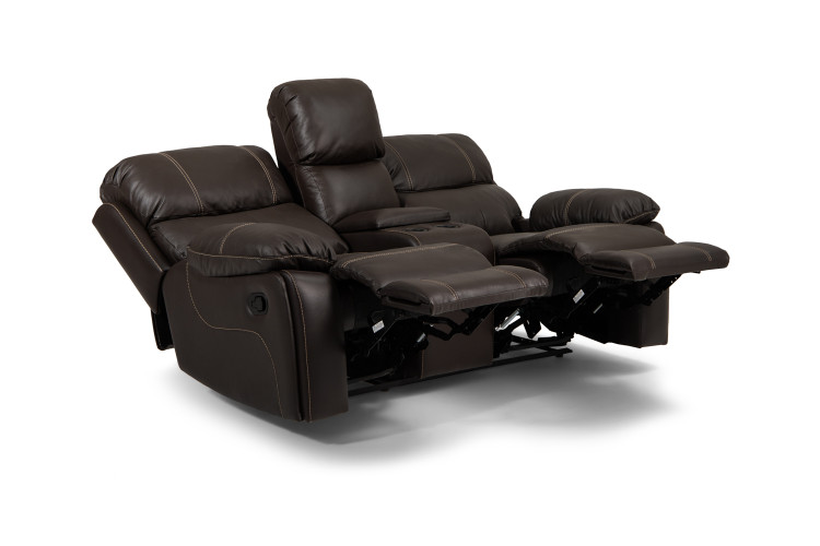 Demo - Halton 2 Seater Recliner with Console - Mocca Demo Clearance - 1