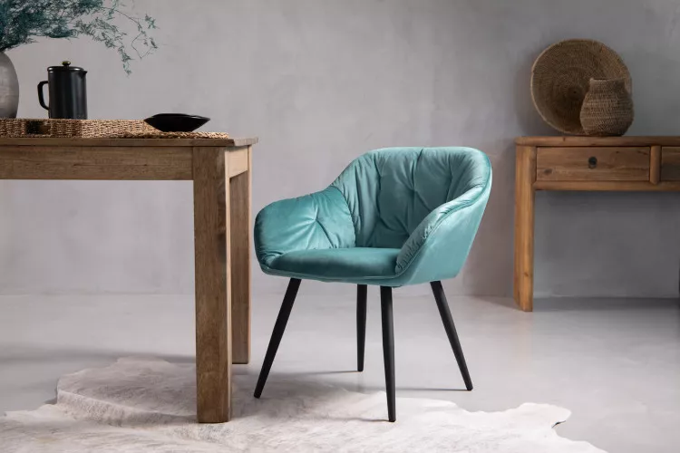 Stella Velvet Dining Chair - Teal Dining Chairs - 3