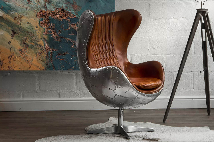 Hawker Leather Egg  Chair - Spitfire Edition Chairs - 1